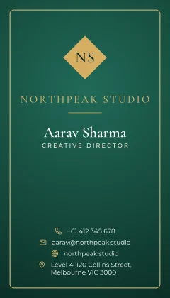 Tall Emerald & Gold business card template